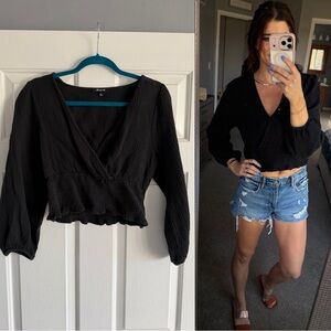 Madewell Black Gauzy Wrap Top